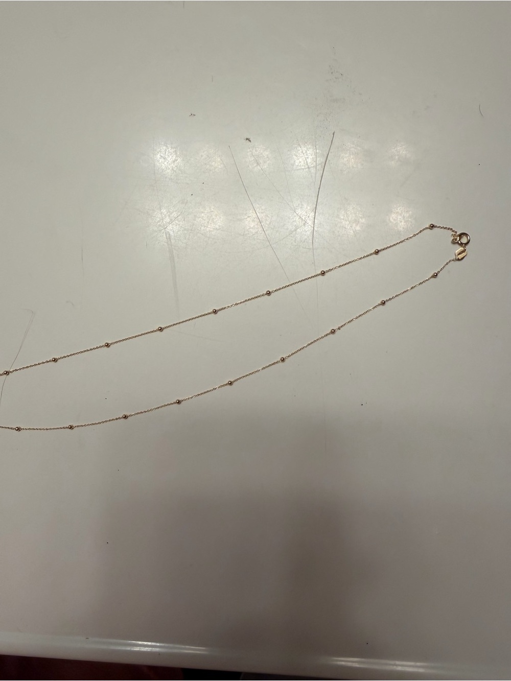 Delicate Gold Bead Station Necklace - Women Jewelry